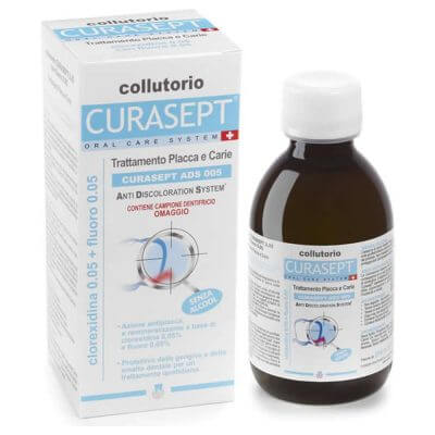 Skalavimo skystis su fluoru ir su chlorheksidinu, CURASEPT ADS® 0,05%, 200 ml